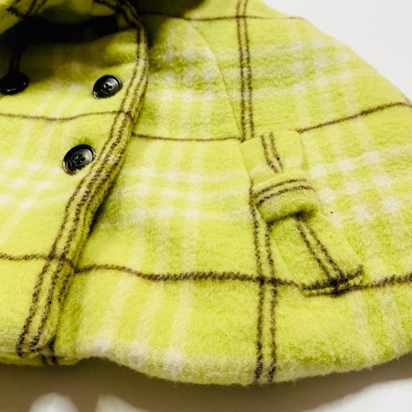 Nicholas & Bears Lime Green Plaid Wool Blend Cape Size 18 months - Picture 3 of 8